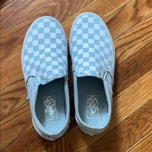 Vans checkered light blue slip on women’s